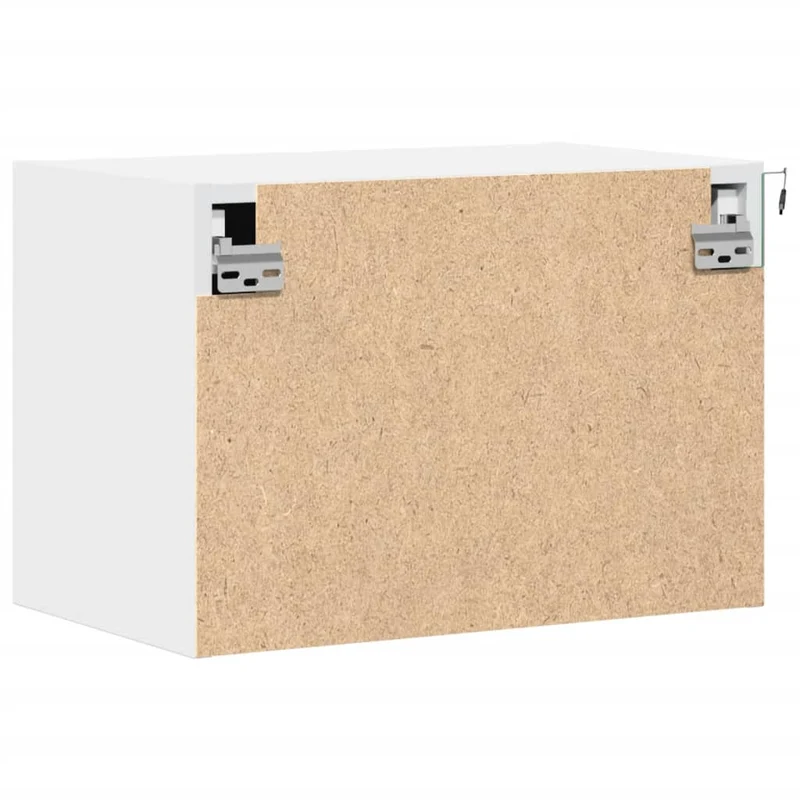 Lot de 2 tables de chevet murales avec lumières LED avec compartiment avec porte en bois d'ingénierie blanc DEC036120