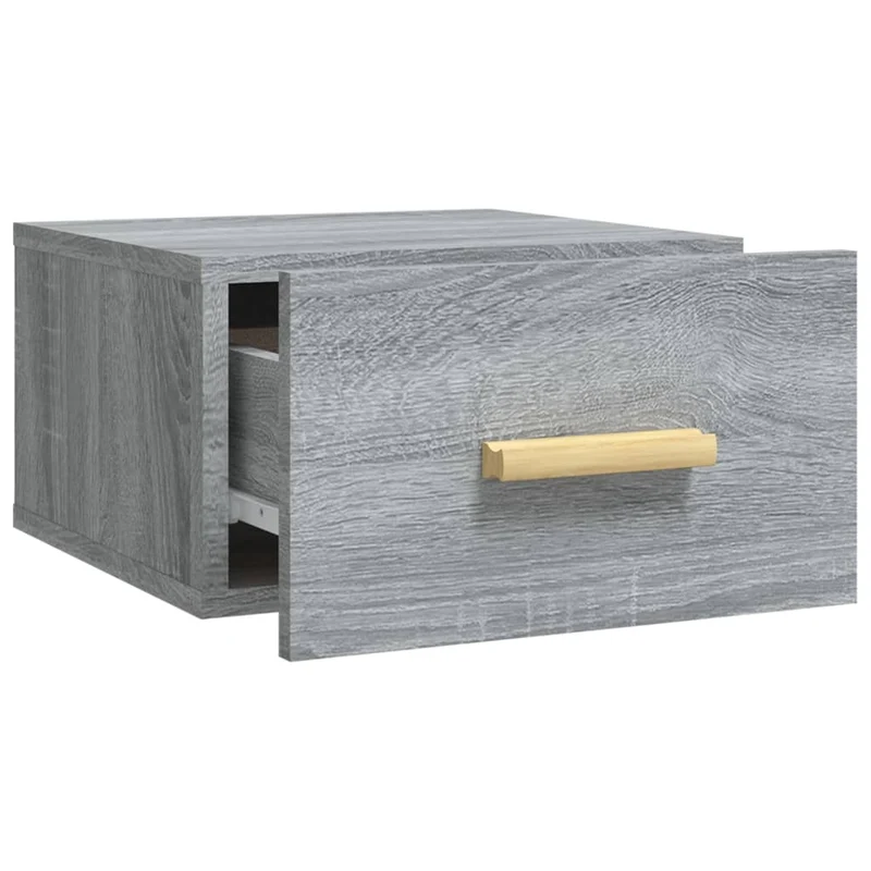 Lot de 2 tables de chevet murales avec tiroir 35 x 35 x 20 cm bois d'ingénierie gris DEC036109