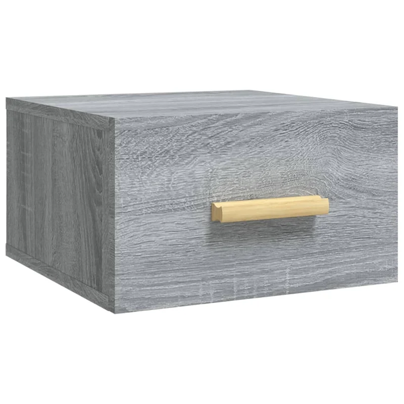 Lot de 2 tables de chevet murales avec tiroir 35 x 35 x 20 cm bois d'ingénierie gris DEC036109