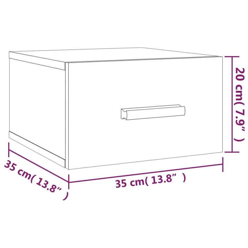 Lot de 2 tables de chevet murales avec tiroir 35 x 35 x 20 cm bois d'ingénierie gris DEC036109