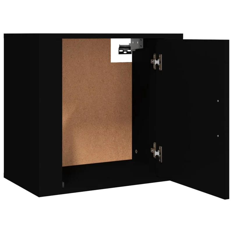 Lot de 2 tables de chevet murales avec compartiment avec porte 50 x 30 x 47 cm bois d'ingénierie noir DEC036101