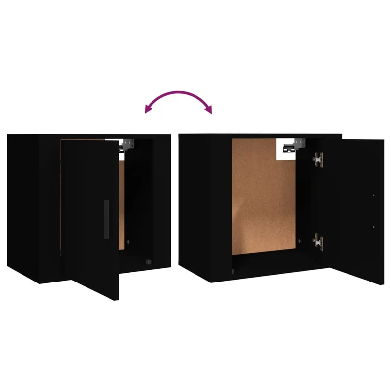 Lot de 2 tables de chevet murales avec compartiment avec porte 50 x 30 x 47 cm bois d'ingénierie noir DEC036101