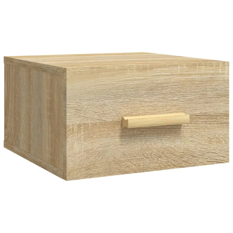 Lot de 2 tables de chevet murales avec tiroir 35 x 35 x 20 cm bois d'ingénierie couleur chêne DEC036068