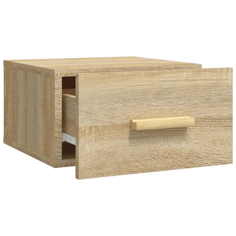 Lot de 2 tables de chevet murales avec tiroir 35 x 35 x 20 cm bois d'ingénierie couleur chêne DEC036068