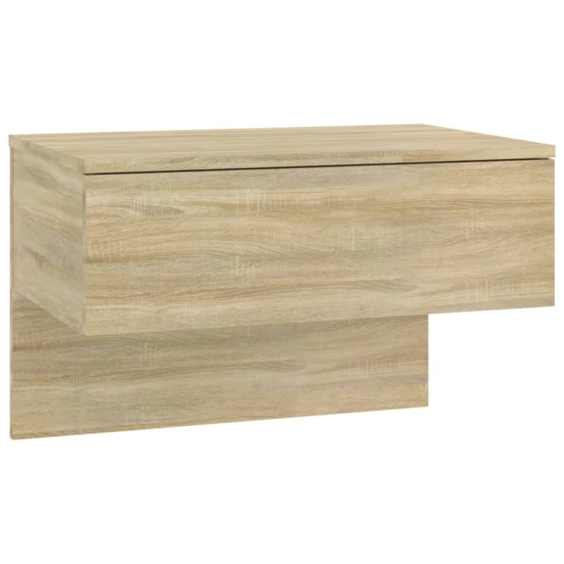 Lot de 2 tables de chevet murales avec tiroir en bois d'ingénierie couleur chêne DEC036066