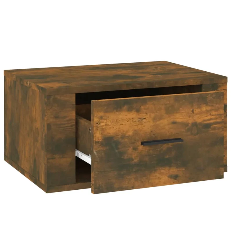 Lot de 2 tables de chevet murales avec tiroir 50 x 36 x 25 cm bois d'ingénierie marron DEC036052