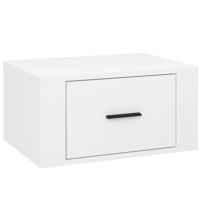 Lot de 2 tables de chevet murales avec tiroir 50 x 36 x 25 cm bois d'ingénierie blanc DEC036034