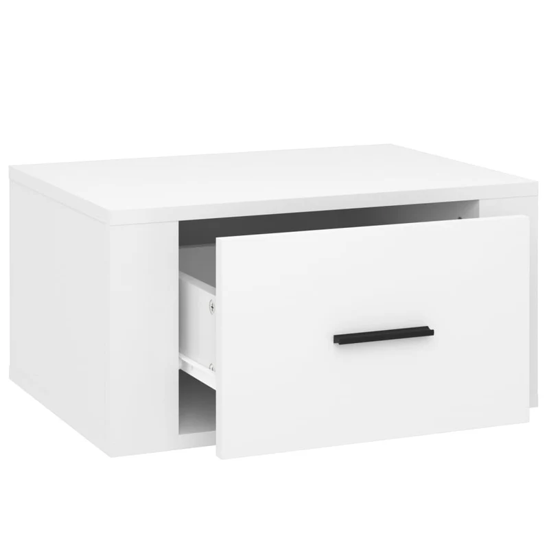 Lot de 2 tables de chevet murales avec tiroir 50 x 36 x 25 cm bois d'ingénierie blanc DEC036034
