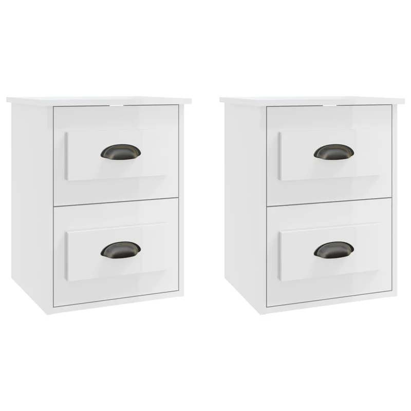 Lot de 2 tables de chevet murales avec tiroirs 41,5 x 36 x 53 cm bois d'ingénierie blanc DEC036032