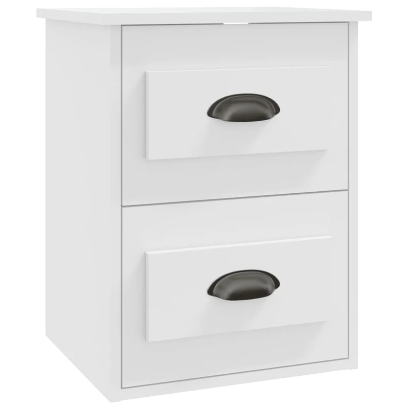 Lot de 2 tables de chevet murales avec tiroirs 41,5 x 36 x 53 cm bois d'ingénierie blanc DEC036021