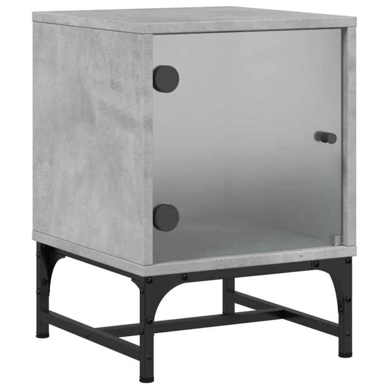 Lot de 2 tables de chevet avec portes vitrées 35 x 37 x 50 cm bois d'ingénierie gris DEC035979