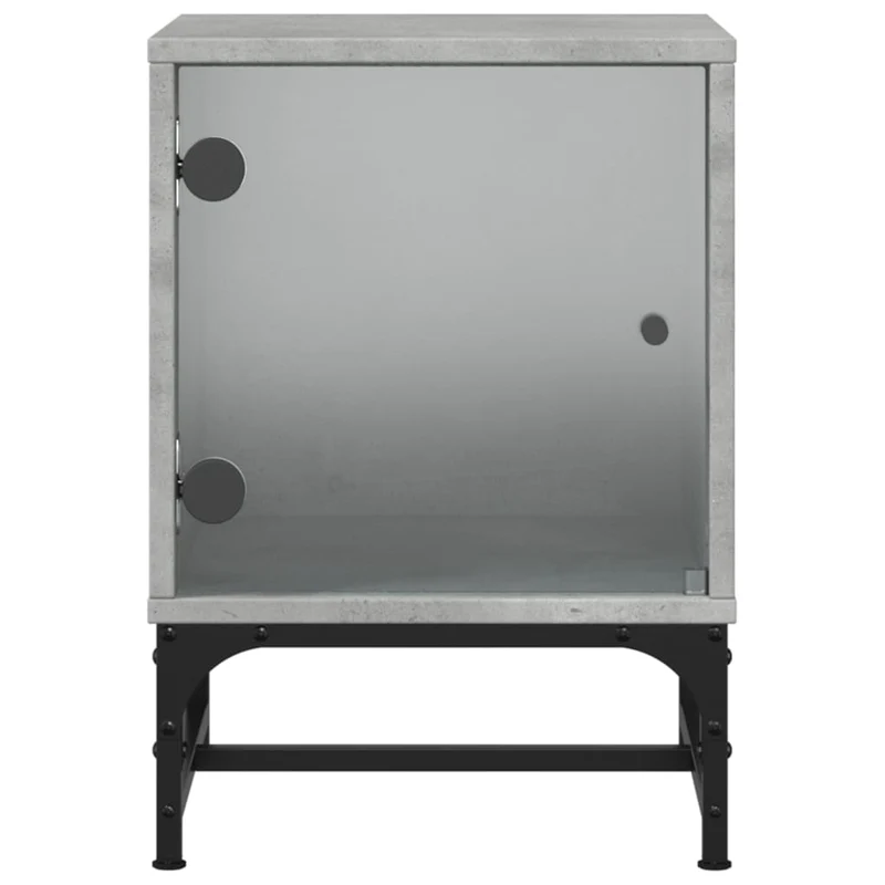 Lot de 2 tables de chevet avec portes vitrées 35 x 37 x 50 cm bois d'ingénierie gris DEC035979