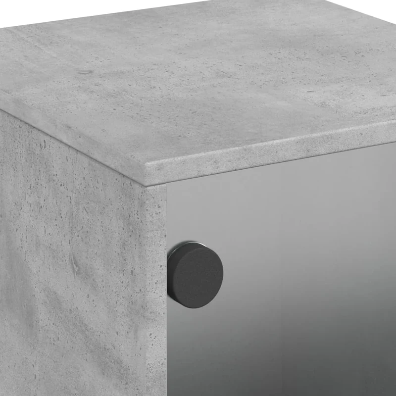 Lot de 2 tables de chevet avec portes vitrées 35 x 37 x 50 cm bois d'ingénierie gris DEC035979