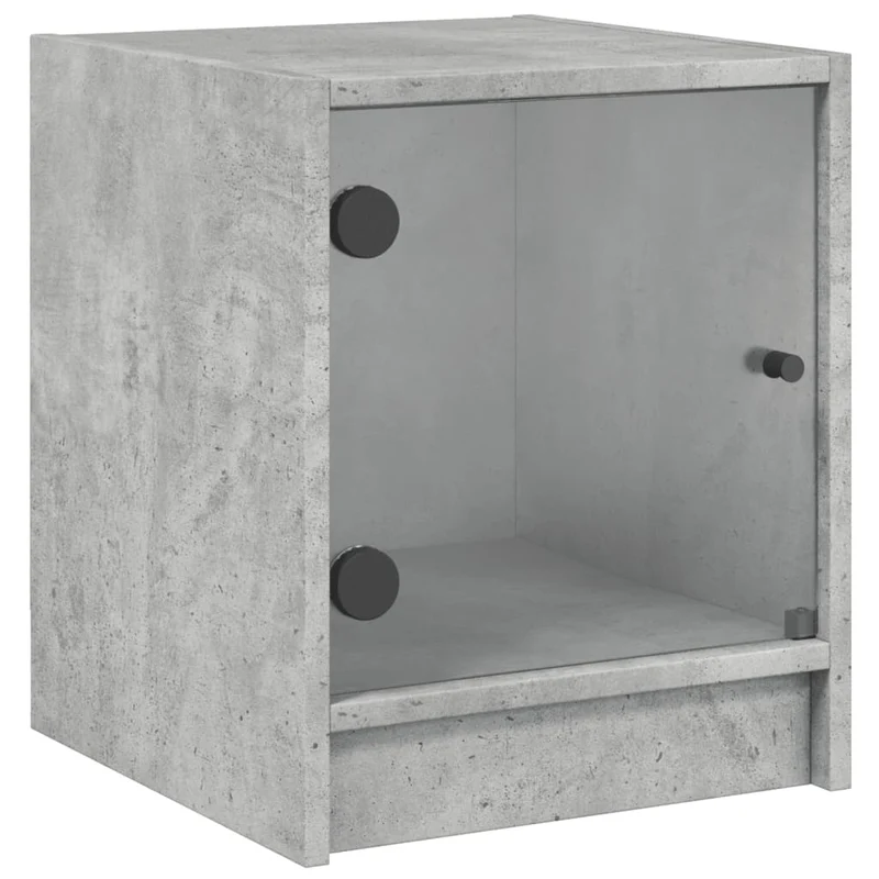 Lot de 2 tables de chevet avec portes vitrées 35 x 37 x 42 cm bois d'ingénierie gris DEC035978