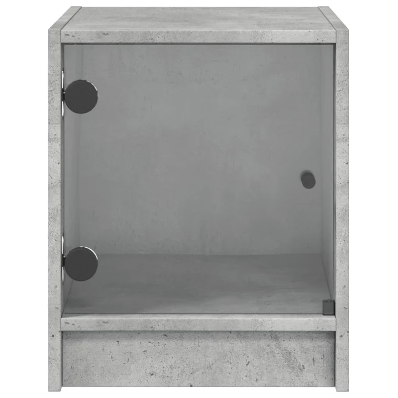 Lot de 2 tables de chevet avec portes vitrées 35 x 37 x 42 cm bois d'ingénierie gris DEC035978