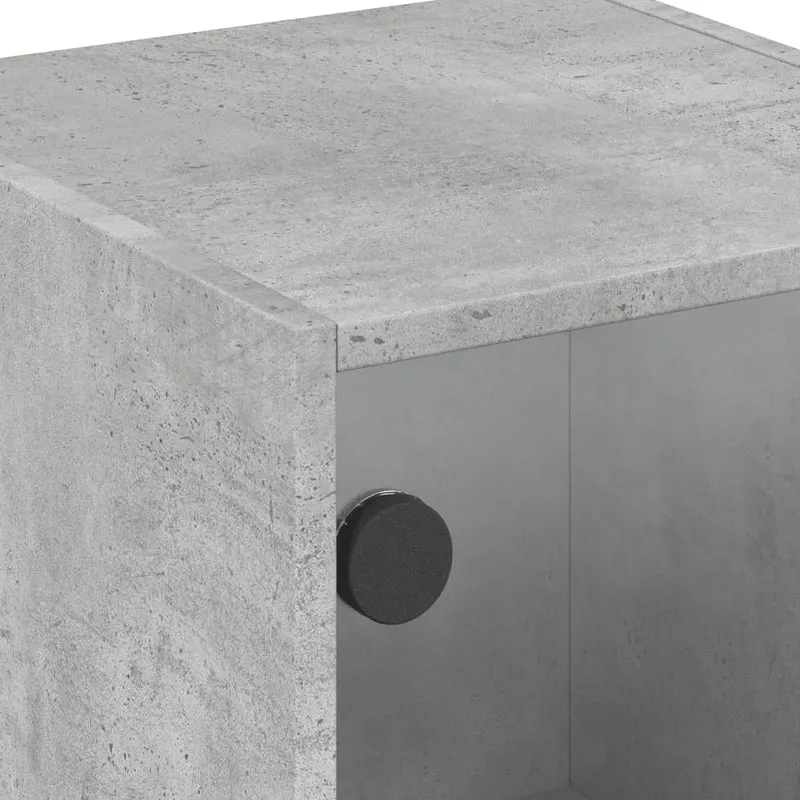 Lot de 2 tables de chevet avec portes vitrées 35 x 37 x 42 cm bois d'ingénierie gris DEC035978
