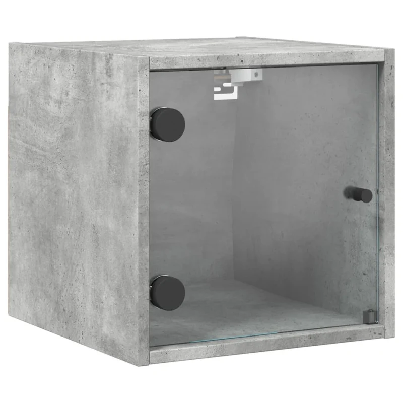 Lot de 2 tables de chevet avec portes vitrées 35 x 37 x 35 cm bois d'ingénierie gris DEC035977
