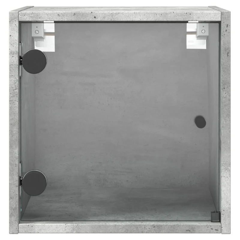 Lot de 2 tables de chevet avec portes vitrées 35 x 37 x 35 cm bois d'ingénierie gris DEC035977