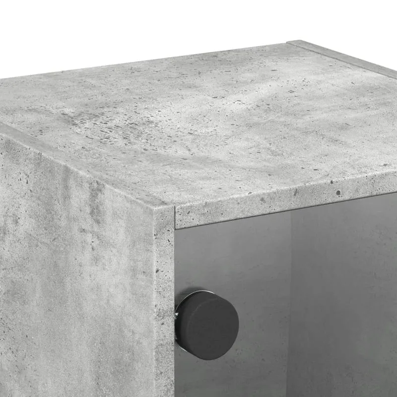 Lot de 2 tables de chevet avec portes vitrées 35 x 37 x 35 cm bois d'ingénierie gris DEC035977