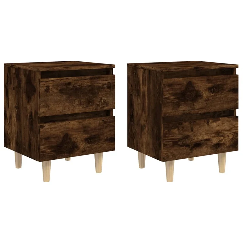 Lot de 2 tables de chevet avec deux tiroirs 40 x 35 x 50 cm bois d'ingénierie marron DEC035972