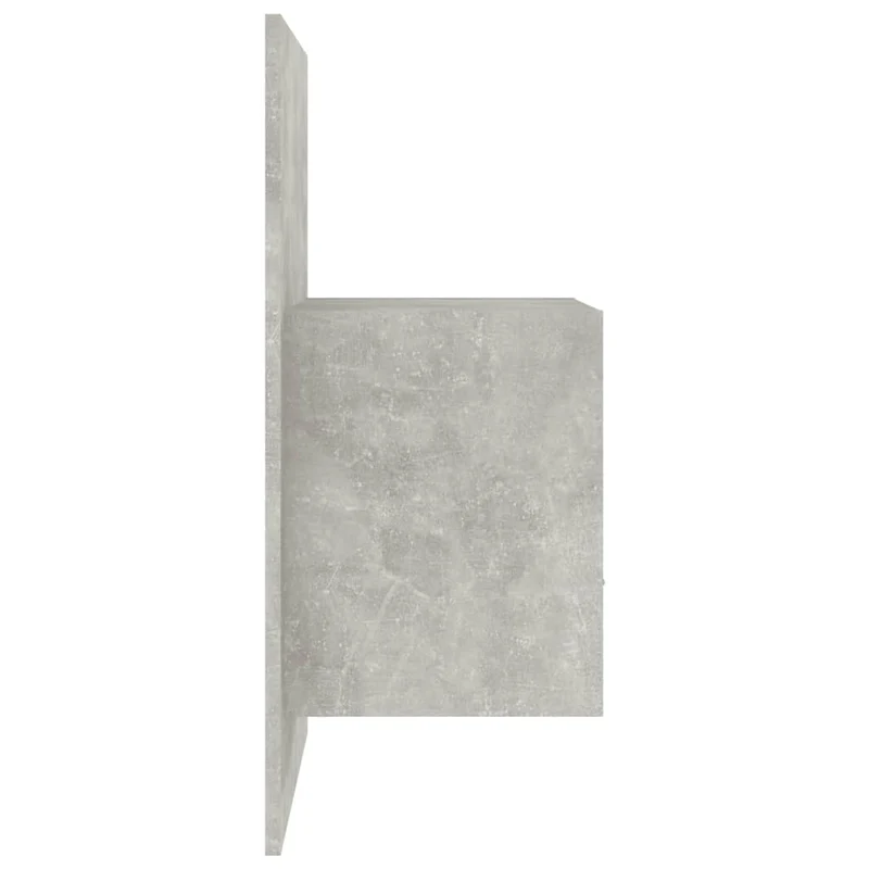 Table de chevet murale avec tiroir et compartiment ouvert 48,5 x 32,5 x 80 cm en bois d'ingénierie gris béton DEC034293
