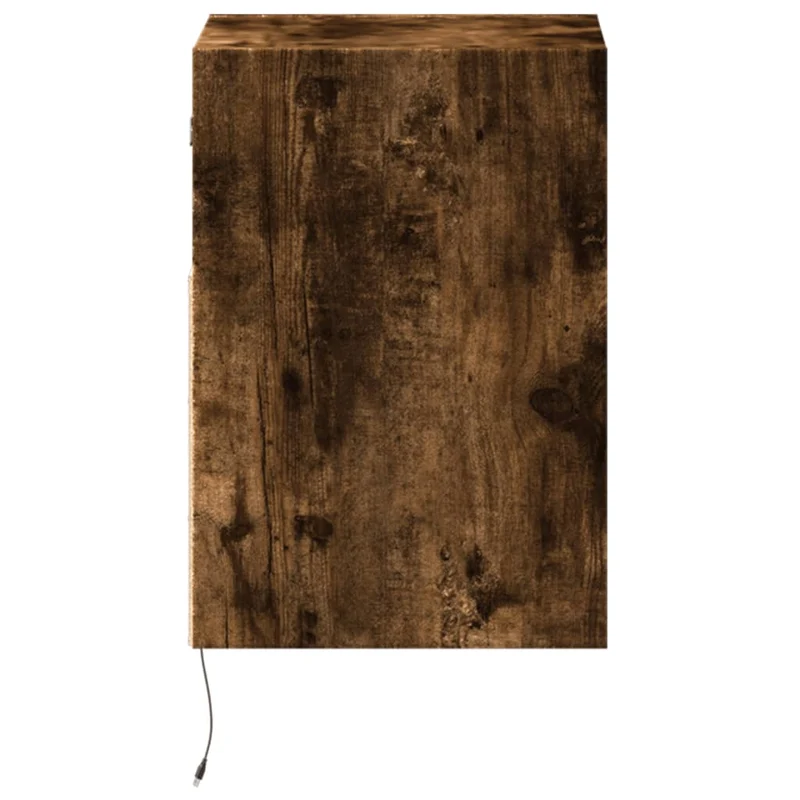 Table de chevet murale avec lumières LED avec tiroir 41 x 31 x 45 cm bois d'ingénierie marron DEC034173