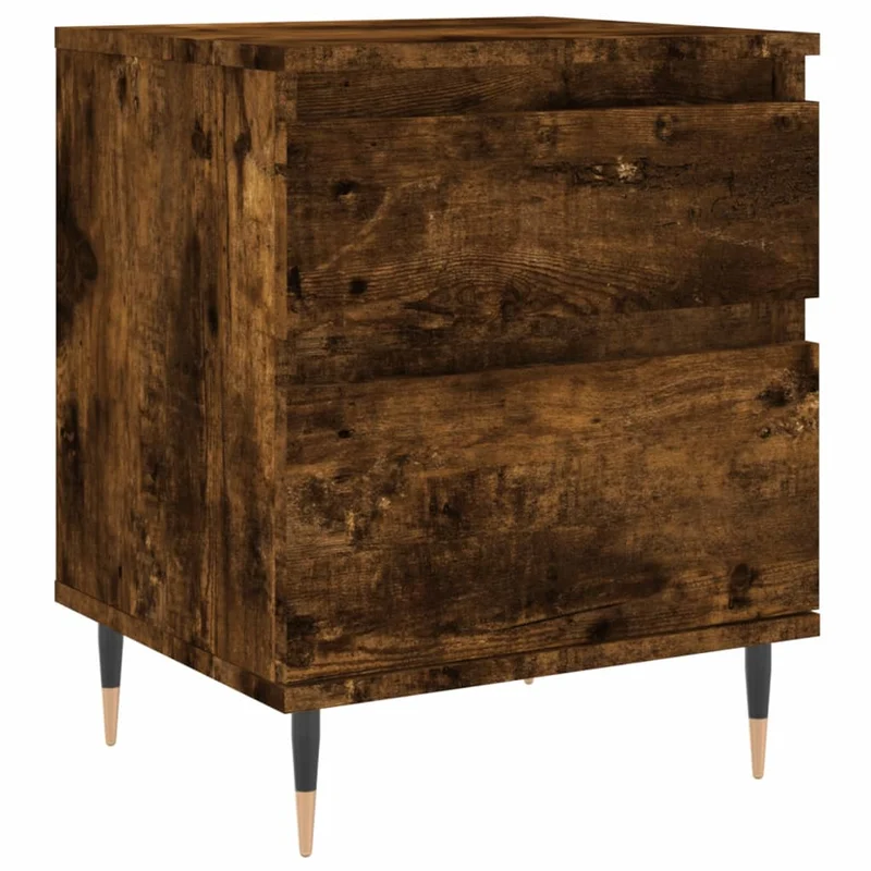 Table de chevet avec tiroir et compartiment avec porte 40 x 35 x 50 cm bois d’ingénierie marron et métal DEC033588