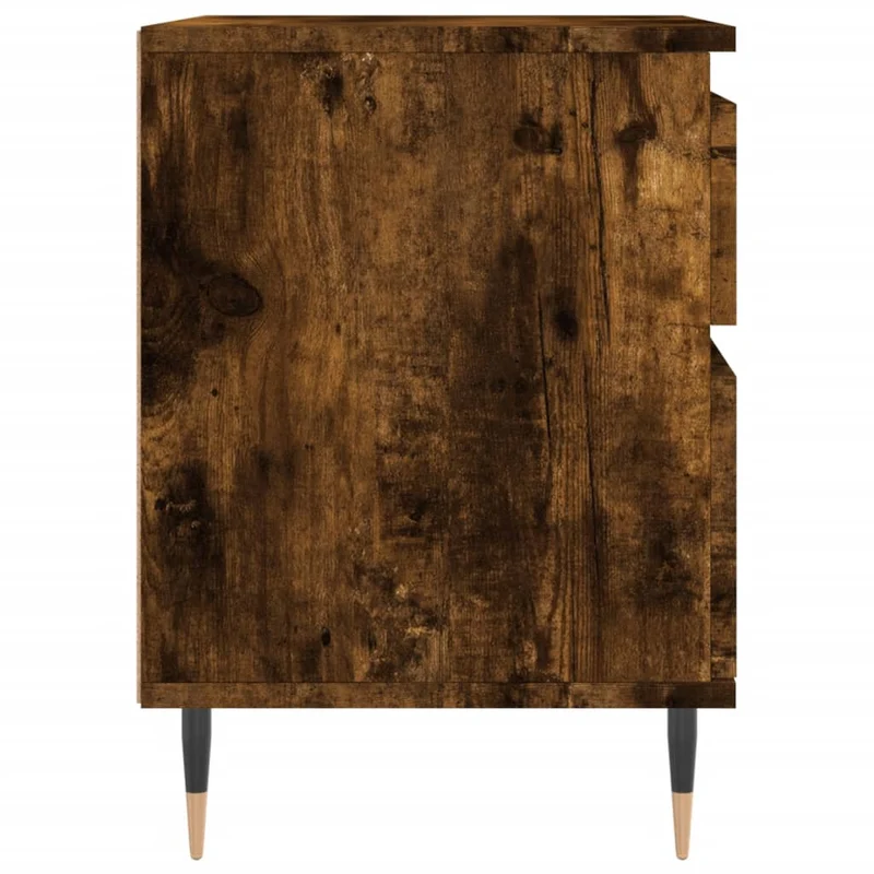 Table de chevet avec tiroir et compartiment avec porte 40 x 35 x 50 cm bois d’ingénierie marron et métal DEC033588