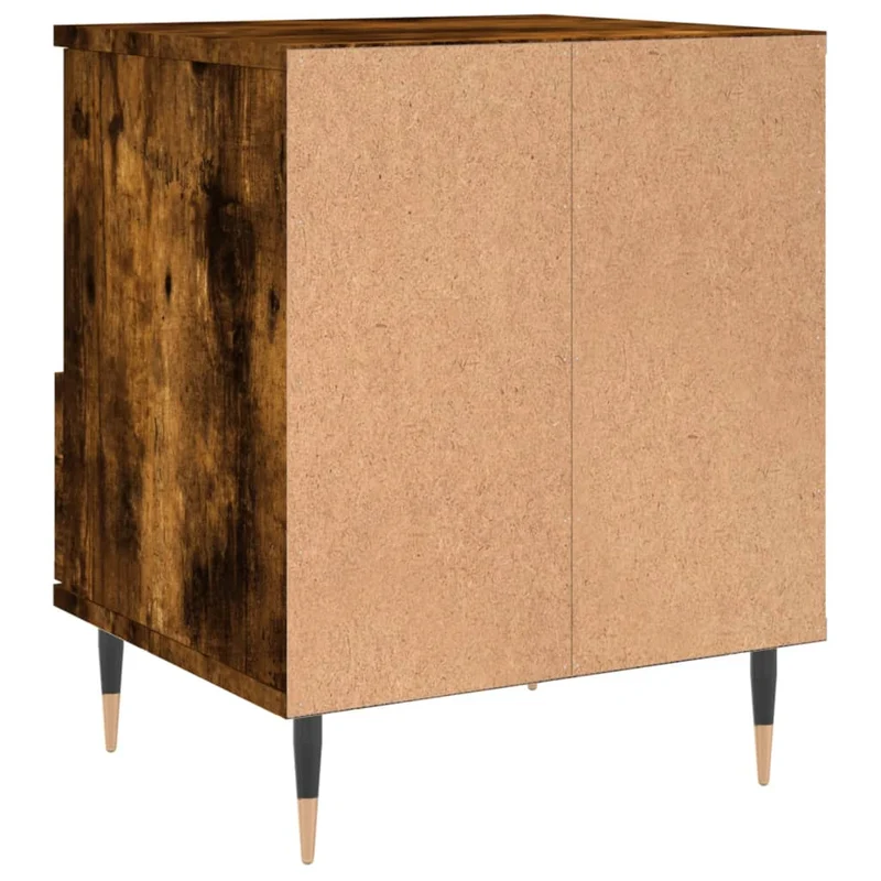 Table de chevet avec tiroir et compartiment ouvert 40 x 35 x 50 cm bois d’ingénierie marron et métal DEC033584