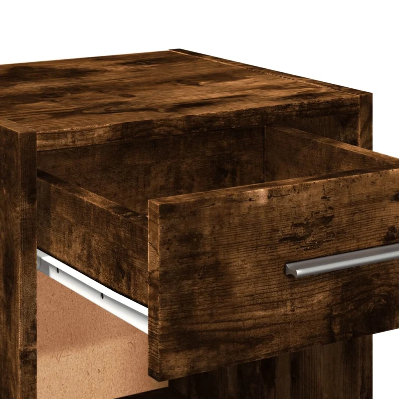 Table de chevet avec étagères et tiroir 35 x 34 x 65 cm bois d'ingénierie marron DEC033546
