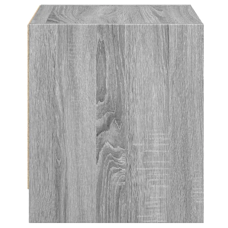 Table de chevet avec porte vitrée 35 x 37 x 42 cm bois d'ingénierie gris et verre DEC033282