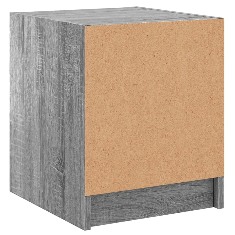 Table de chevet avec porte vitrée 35 x 37 x 42 cm bois d'ingénierie gris et verre DEC033282
