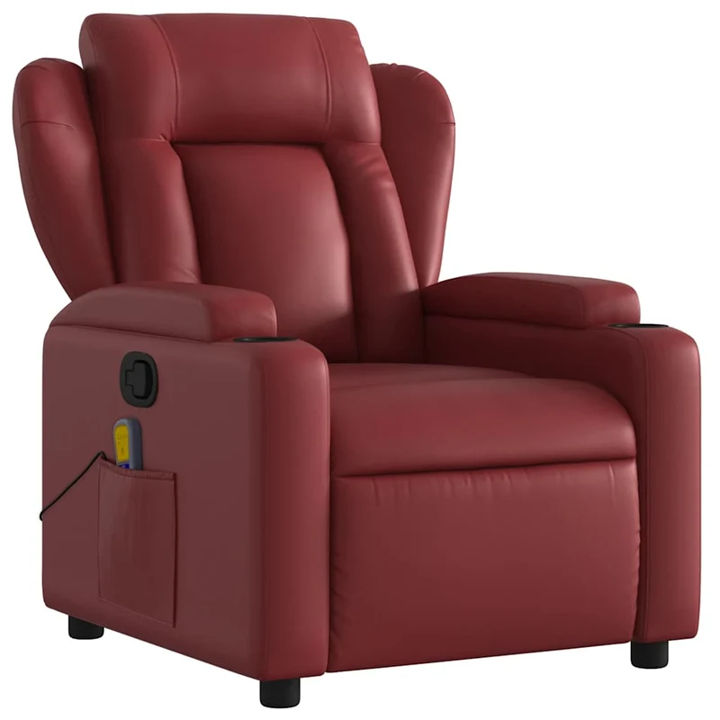 Fauteuil de relaxation TV fonction massage inclinable en PVC rouge bordeaux DEC027086
