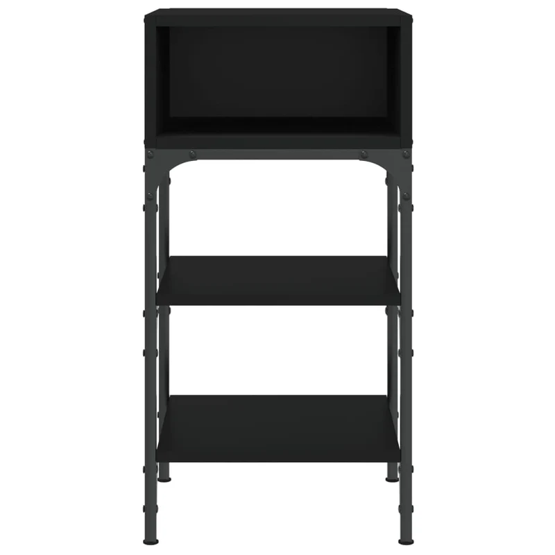 Lot de 2 tables de chevet avec étagères et compartiment ouvert 35 x 34,5 x 70 cm bois d'ingénierie noir et fer DEC035472