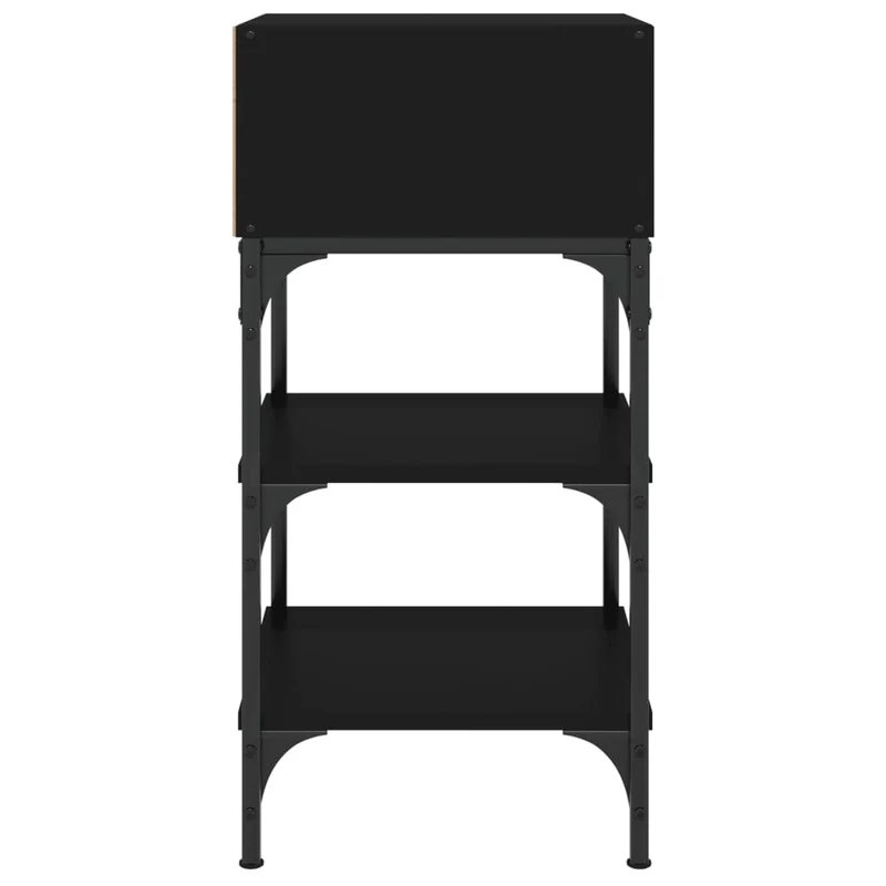 Lot de 2 tables de chevet avec étagères et compartiment ouvert 35 x 34,5 x 70 cm bois d'ingénierie noir et fer DEC035472
