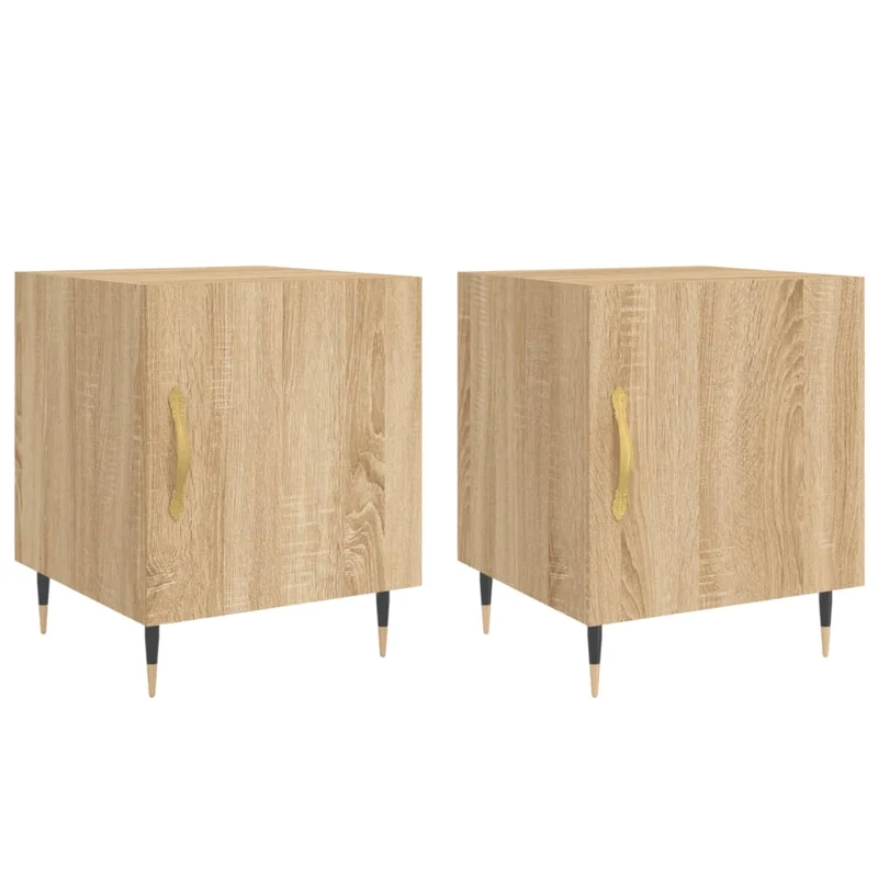 Lot de 2 tables de chevet avec compartiment avec porte 40 x 40 x 50 cm bois ingénierie couleur chêne DEC035269