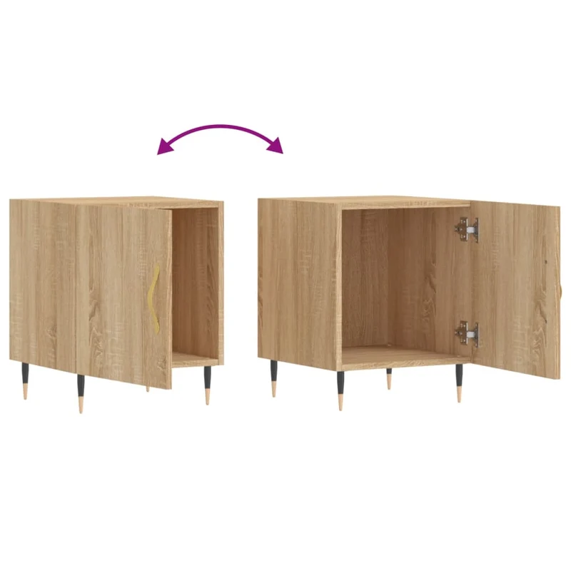 Lot de 2 tables de chevet avec compartiment avec porte 40 x 40 x 50 cm bois ingénierie couleur chêne DEC035269