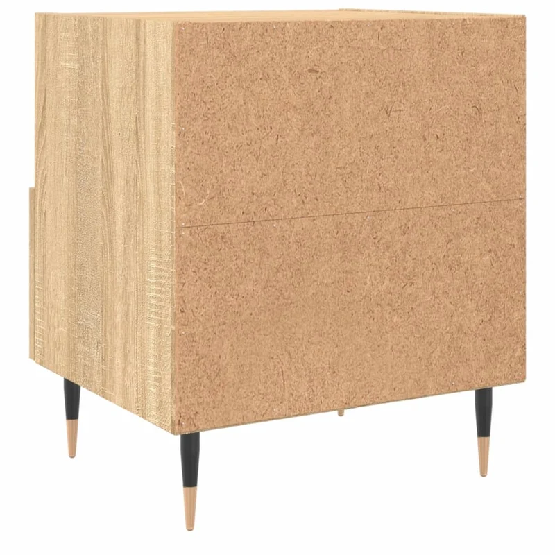 Lot de 2 tables de chevet avec tiroir et compartiment ouvert 40 x 35 x 47,5 cm bois d'ingénierie couleur chêne et fer DEC035234