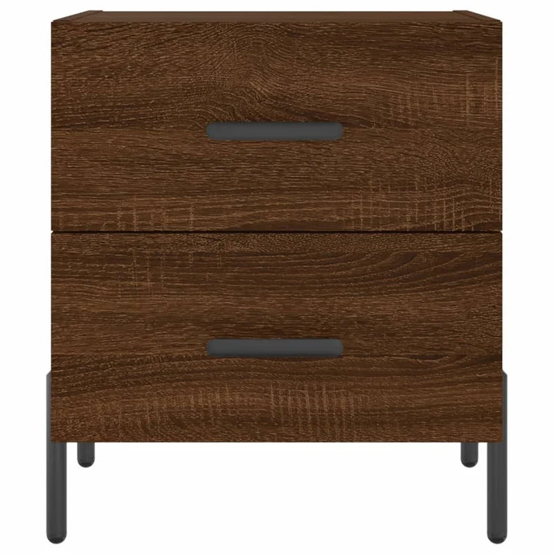 Lot de 2 tables de chevet avec deux tiroirs 40 x 35 x 47,5 cm bois d'ingénierie marron et fer DEC035176