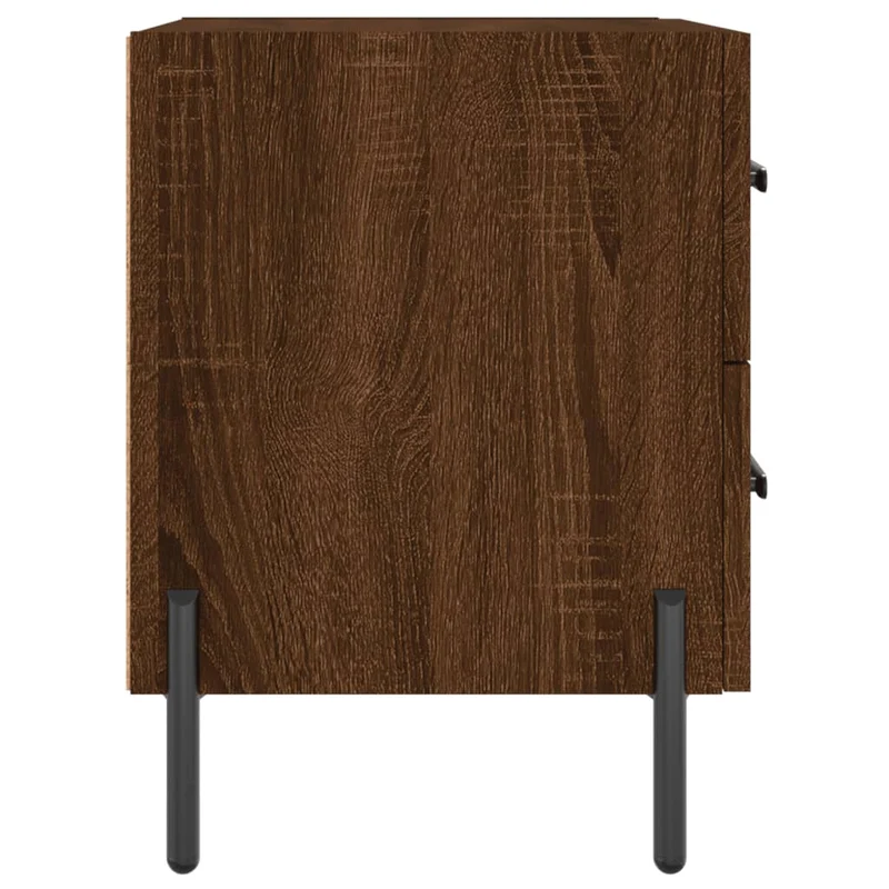 Lot de 2 tables de chevet avec deux tiroirs 40 x 35 x 47,5 cm bois d'ingénierie marron et fer DEC035176