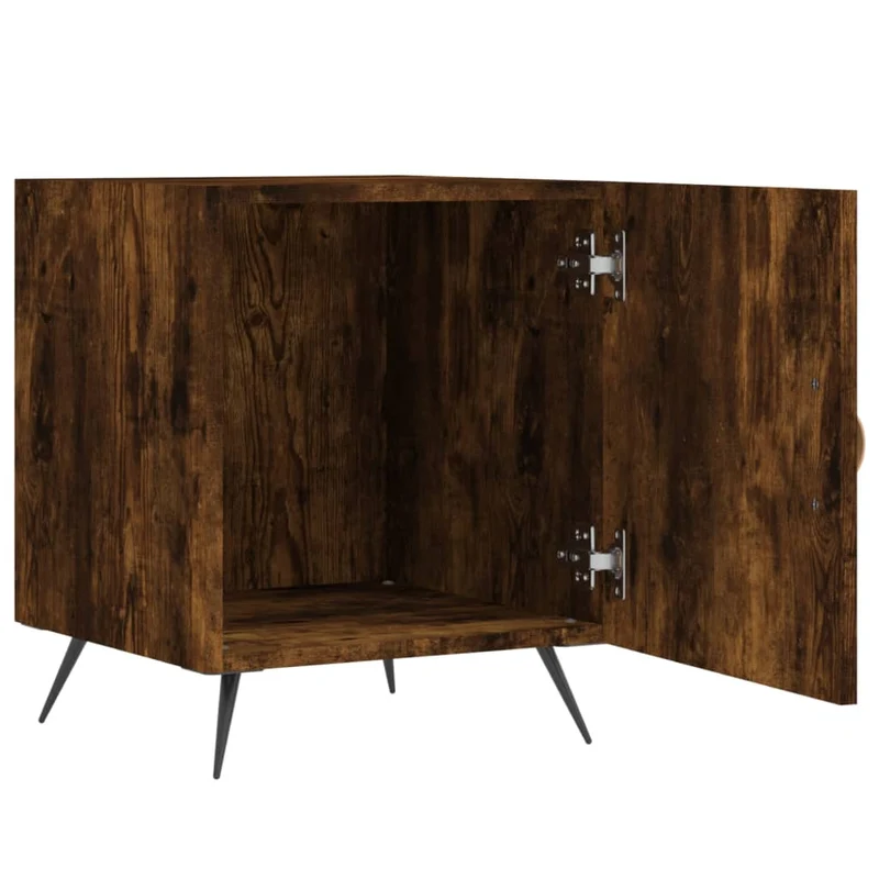 Lot de 2 tables de chevet avec compartiment avec porte 40 x 40 x 50 cm bois d'ingénierie marron et fer DEC035123