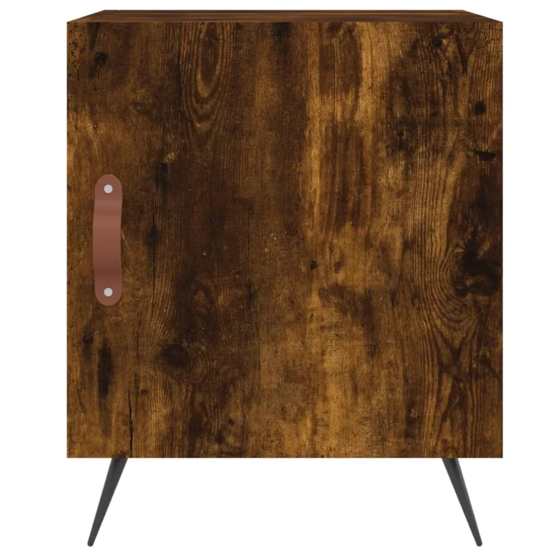 Lot de 2 tables de chevet avec compartiment avec porte 40 x 40 x 50 cm bois d'ingénierie marron et fer DEC035123