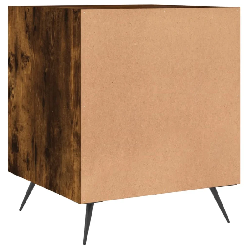 Lot de 2 tables de chevet avec compartiment avec porte 40 x 40 x 50 cm bois d'ingénierie marron et fer DEC035123