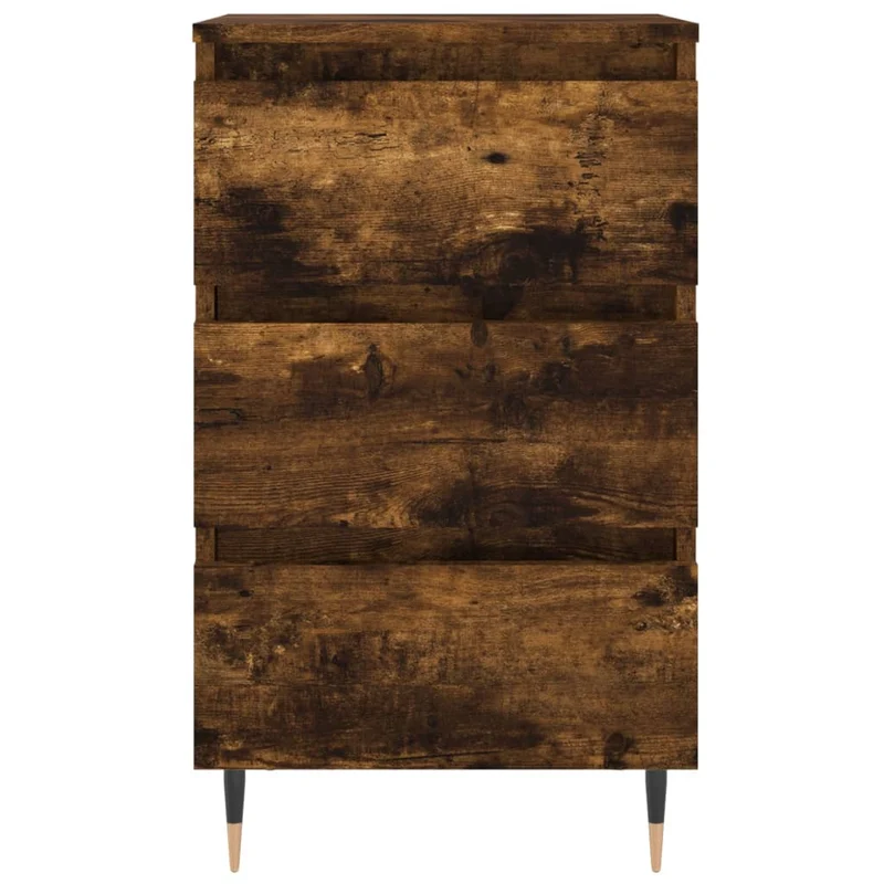 Lot de 2 tables de chevet avec 3 tiroirs 40 x 35 x 69 cm en bois ingénierie marron et fer DEC035105
