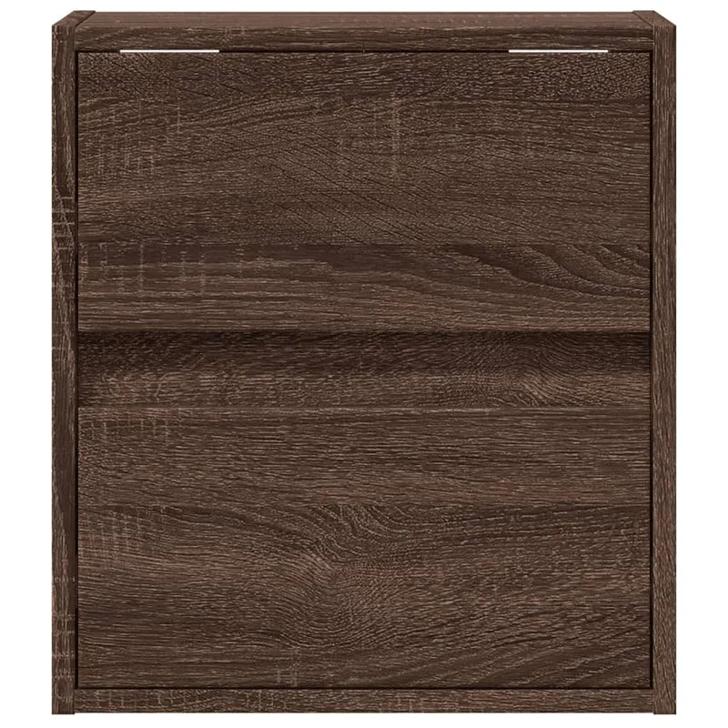 Table de chevet murale avec lumières LED deux tiroirs 41 x 31 x 45 cm en bois d'ingénierie marron DEC034179