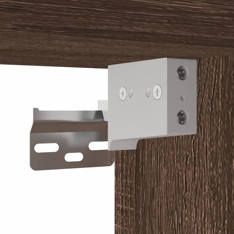 Table de chevet murale avec lumières LED deux tiroirs 41 x 31 x 45 cm en bois d'ingénierie marron DEC034179