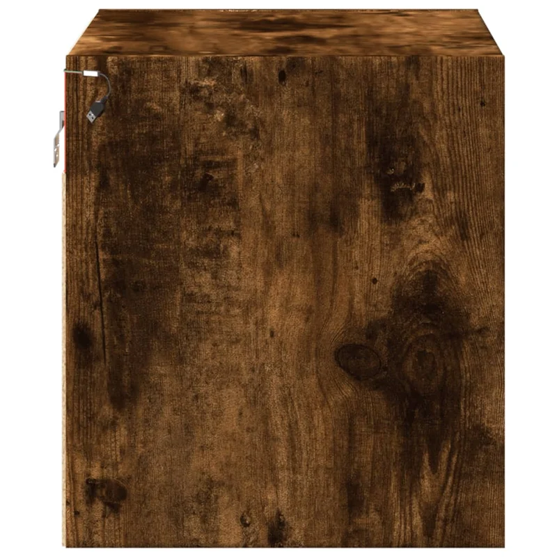 Table de chevet murale avec lumières LED avec compartiment avec porte 50 x 31 x 35 cm bois d'ingénierie marron DEC034176