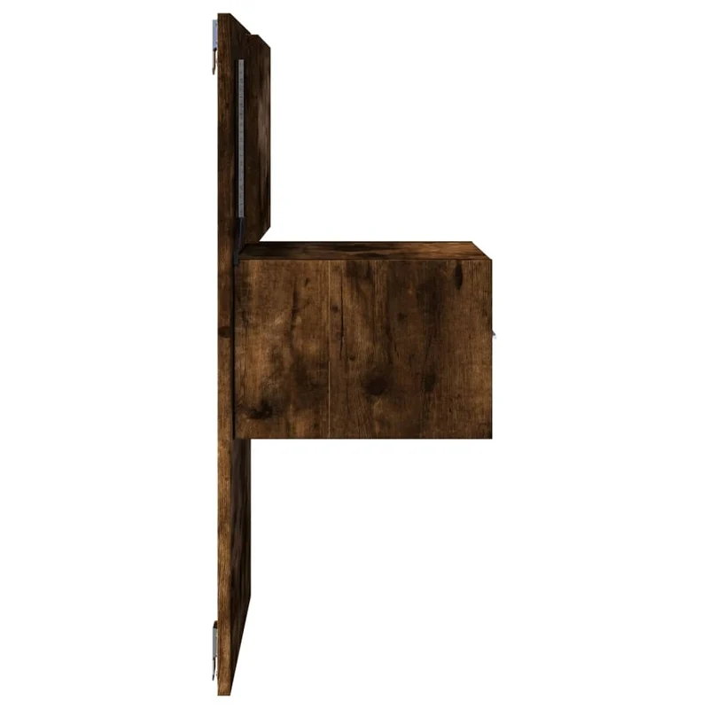 Table de chevet murale avec lumières LED et tiroir 48,5 x 32,5 x 80 cm bois d'ingénierie marron DEC034172