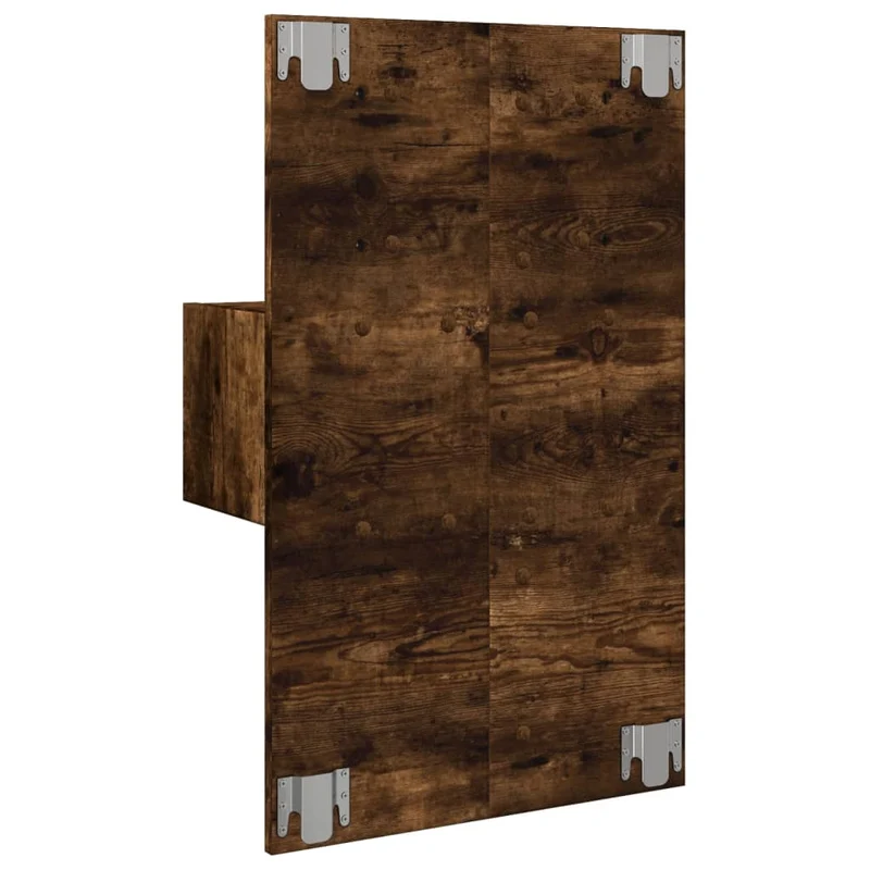 Table de chevet murale avec lumières LED et tiroir 48,5 x 32,5 x 80 cm bois d'ingénierie marron DEC034172