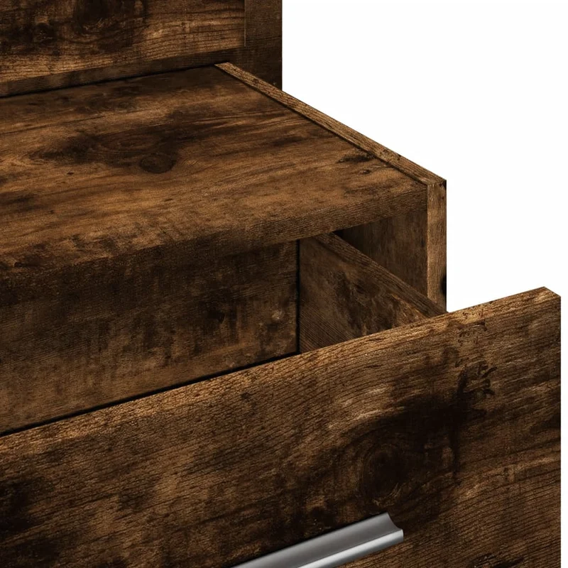 Table de chevet murale avec lumières LED et tiroir 48,5 x 32,5 x 80 cm bois d'ingénierie marron DEC034172